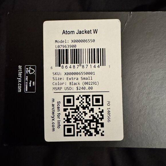 Arcteryx Atom Jacket Womens Black  XS - Picture 10 of 10